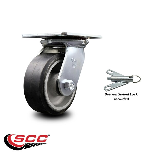 5 Inch Heavy Duty Rubber on Aluminum Caster with Ball Bearing and Swivel Lock